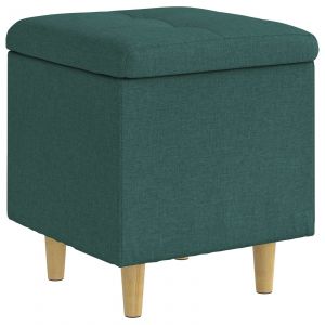 vidaXL Pouf de rangement avec coussin Vert fonc&eacute; 40 x 40 x 45 cm tissu - Neuf