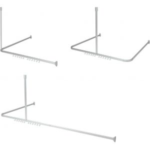KAL-Easy Roll, Barre De Douche Angle Universelle, Tringle Douche Angle, Longueur Adaptable, Plusieurs Combinaisons En L Ou U, A Percer, Fixations Et Support De Plafond Inclus, Acier Inoxydable - Neuf