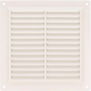 Grille de ventilation carrée en Plastique avec moustiquaire Grilles d'aération pour sortie d'air Idéal pour plafond de cuisine et salle de bain Dimensions : 170 x 170 mm Couleur: Blanc - Neuf
