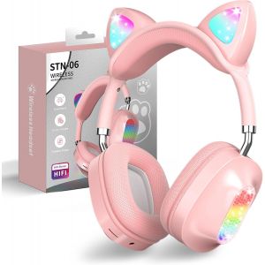 ¿¿couteurs Bluetooth pour Enfants Filles, ¿¿couteurs Oreilles De Chat, Supra-Auriculaires avec Lumi¿¿re LED, ¿¿couteurs St¿¿r¿¿o Pliables, Bluetooth, ¿¿couteurs sans Fil pour Enfants avec Microphone - Neuf