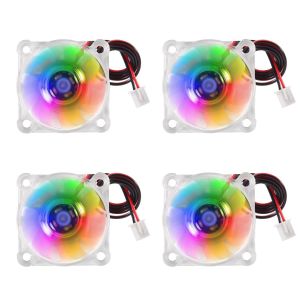 Lot De 4 Mini Ventilateurs De Refroidissement Sans Balais Pour Imprimante 3D 40X40X10 Mm À Roulement Hydraulique Led Rvb Avec Terminal À 2 Broches Pour Imprimante 3D,Dvr,Pc,Cpu (12 V) - Neuf