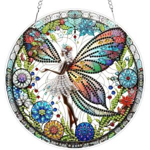 Oayew-5d Papillon Diamant Peinture Pendentif,F&eacute;e Diamond Painting Ornements Kits Special Shaped Diamond Painting Pendentif Diy Peinture Diamant Pendentif Avec Cha&icirc;ne D&eacute;coration Pour Fen&ecirc;tre - Neuf