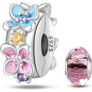 Eryi-925 En Argent Sterling Stopper Spacer Bead Charme Pour Femme Clip Charms Perles Compatible Avec Le Bracelet Pandora (With One Space Bead) - Neuf