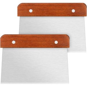 Eryi-Coupe Pâte Boulangerie 2pcs Corne Patisserie Manche En Bois Spatule Cuisine Raclette Avec Mesure Ustensiles De Spatule Cuisine Inox Ramasse Légumes Cuisine Pour Couper Pâte Et Légumes - Neuf