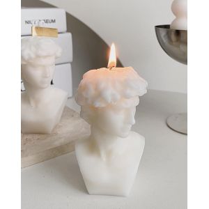 David Bust Bougie Parfum&eacute;e En Cire De Soja Grecque,110 G,Esth&eacute;tique,D&eacute;coration De Table,Cadeau D'anniversaire,Parfaite Pour La M&eacute;ditation, Le Soulagement Du Stress,Pour Le Bain Et Le Yoga,Blanc - Neuf