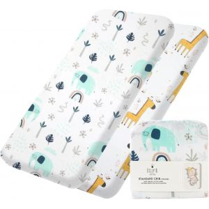 Lilly B. Coton Bio Gots 2 Matelas 70x140 Draps, Compatible Avec Next2me, Snuzpod Et Tous Les Berceaux, Mini Berceaux Jusqu'&agrave; 70x140cm Pack De 2 Draps (Jungle - Sans Prot&egrave;ge) - Neuf