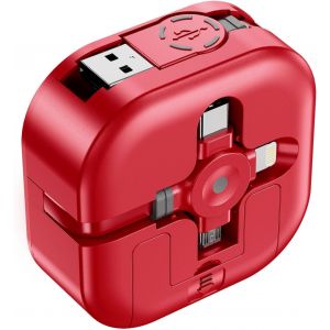 ERSAN-C&acirc;ble de Charge Multi,C&acirc;ble Multi Charge 3 en 1 de 1,2m,C&acirc;ble USB R&eacute;tractable,Charge Rapide,Transfert de Donn&eacute;es Port avec Lightning/Type-C/Micro-USB pour T&eacute;l&eacute;phone Portable,iPhone,Galaxy,PS,Ta - Neuf