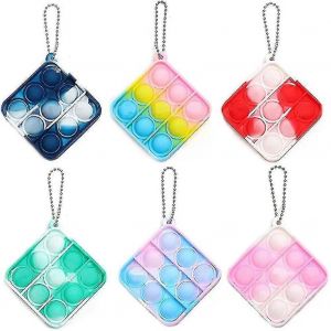 6pcs Mini Pop Keychain Pack, pas cher Fidget Toys Set, pousser Bubble Simple Dimple Toy - Neuf