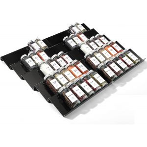 Tianyi-Organisateur &Agrave; &Eacute;pices, Tiroir, 10 Pi&egrave;ces, En Acrylique, Noir, Extensible De 33 Cm &Agrave; 66 Cm, &Eacute;tag&egrave;re &Agrave; &Eacute;pices De Cuisine Pour Tiroir/Plan De Travail (Bocaux Non Inclus) - Neuf