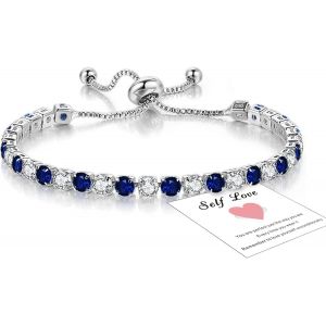 Eryi-Bracelet Argent Tennis Flash 5a Zircon Cristal Bracelet Réglable Bracelet Avec Carte Cadeau Pour Amis Mère Femme - Neuf