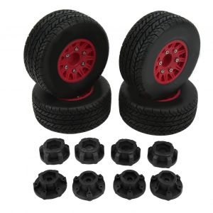 Pneus De Camion Rc Short Course, Amorti Puissant, Roue De Camion Rc Short Course 1/10 Avec Adaptateur Hexagonal Pour Arrma, Rouge - Neuf