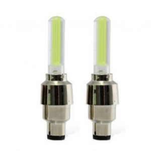 2pcs Moto Roue Léger Pneu Valve Tige Capuchon Lampe Nuit Équitation Décoration Universel Pour Voiture Vélo Vélo Jaune - Neuf