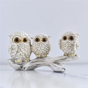 Cauc-Figurines De Hibou,D&eacute;coration De Hibou, Petits Articles De D&eacute;coration, D&eacute;coration De Sculpture Pour La Maison, Le Bureau, La Table. Cadeaux Pour Les Amateurs De Hibou. (Chouette Blanche C) - Neuf