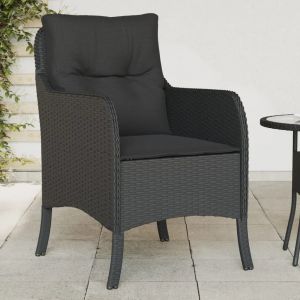Prolenta Premium - Chaises De Jardin Avec Coussins Lot De 2 Noir R&eacute;sine Tress&eacute;e - Neuf