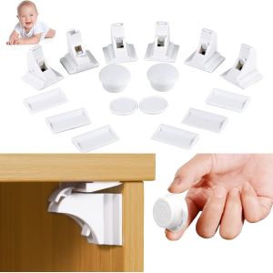 Kalanka-Sécurité Bébé Placard Bloque Porte - Sécurité Enfant Tiroir Verrous Magnétique Cabinet De Sécurité (6 Serrures + 2 Clés) - Neuf