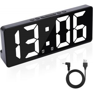R&eacute;veil num&eacute;rique, Horloge LED, Horloge de Table &eacute;lectronique avec Affichage de la temp&eacute;rature, luminosit&eacute; r&eacute;glable, Affichage 12/24 Heures, Horloge num&eacute;rique, adapt&eacute;e &agrave; la Maison, au Bureau - Neuf