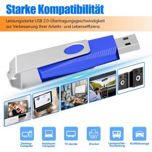 Lot de 10 clés USB 4 Go-Clé USB 2.0 haute vitesse-Multicolore-Rotate - Neuf