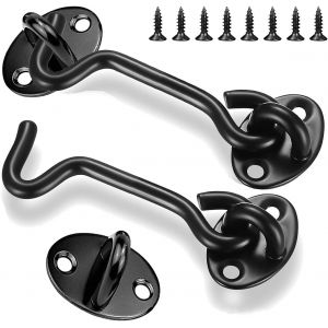 ASFASFq-Lot de 2 crochets de porte de grange, 3 inch crochet et loquet à ?illet, crochets de cabine et loquet à ?illet, crochet de fenêtre pivotant pour porte coulissante, chambre à coucher - Neuf