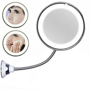 Miroir De Maquillage Grossissant X10 Avec Lumi&egrave;re Led, Mon Miroir Flexible Et Pliable - Neuf