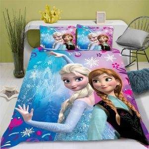 La Reine Des Neiges Parure De Lit, Elsa Parure De Lit, Pour Adolescents, En Microfibre, Impression D, Housse De Couette Et Taie D'oreiller An - Neuf