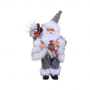 Figurine de Pere Noel en peluche realiste, figurine traditionnelle debout pour poupee, jouet, ornement, fete de Noel, table, decoration de la maison - Neuf