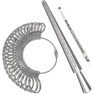 Outil de mesure de taille d'anneau,mandrin d'anneau en aluminium et jauges de doigts-yuyu - Neuf