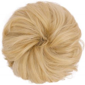 Tzf-Chignon Postiche Cheveux Grande Postiches, Bouclés Ondulés Extensions Chouchou Postiche Cheveux Naturel Faux Chignon Effet Decoiffe Elastique Pour Femme, 55g Blond Champagne - Neuf