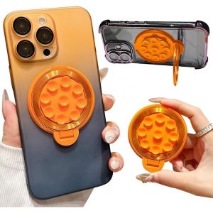 KAL-Anneau Telephone Portable Pour Magsafe R&eacute;glable &Agrave; 360&deg; Ventouse En Silicone Support T&eacute;l&eacute;phone Pour Vid&eacute;os Et Selfies Orange - Neuf