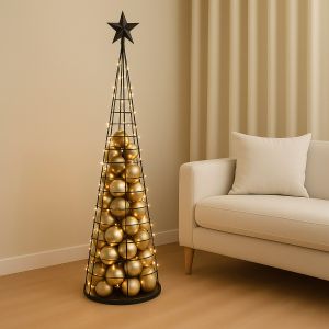 Arbre d&eacute;coratif HWC-O91, sapin de No&euml;l, arbre d&eacute;coratif, d&eacute;coration de No&euml;l, sapin de No&euml;l &agrave; d&eacute;corer, m&eacute;tal 160 cmnoir - Neuf