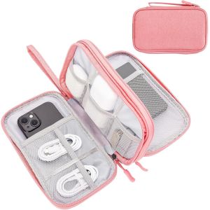 KAL-Sac Rangement Cable À 3 Couches, Pochette Cable Voyage Portable, Organisateur Accessoires Électronique Pour Chargeurs, Banques D'Alimentation, Adaptateurs, Disque Dur Externe U2013Rose - Neuf