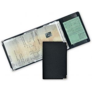 KALANKA-Porte Carte Grise et Assurance 4 Volets, Etui pour Le Rangement des papiers de véhicule, Matière Simili Cuir Noir, Fabriqué en France dans Le département du Gard - Neuf
