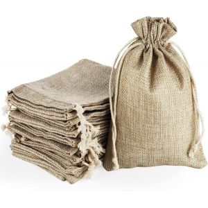 30pcs Pochettes Sachets en Lin Chanvre, Sacs en Toile de Jute avec Cordon de Serrage,Sacs Cadeaux Légers Sacs de Rangement en Jute pour Le Mariage Bijoux Noël Fête(13x18cm) - Neuf
