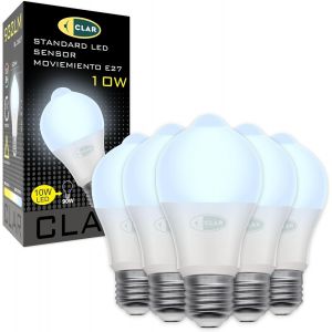 Ampoule Detecteur De Mouvement, Ampoule Detecteur De Mouvement E27, Ampoule Avec Detecteur De Mouvement, Ampoule Detecteur De Mouvement Interieur, 10w, Blanc Froid 6000kº (Pack 5[Amp744671] - Neuf