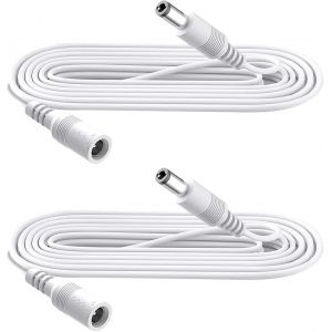 Lot de 2 rallonges d'alimentation CC 5,5 mm x 2,1 mm,pour cam&eacute;ra de vid&eacute;osurveillance,cam&eacute;ra IP WiFi,DVR,Bande LED,c&acirc;ble d'extension Adaptateur d'alimentation DC,Blanc,1 m - Neuf