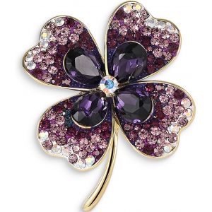 Kjdal-Broche Trèfle À Quatre Feuilles Broche Femme Vetement,Broche En Cristal Pour Femmes,Broche Femme,Pour Cadeau D'anniversaire De Filles Fournitures De Fête De Mariage Noël - Neuf