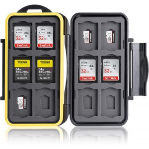 TIANYI-® Boîtier de protection pour cartes mémoire: 12 SD + 12 Micro SD Cards. Étui de Transport étanche antichocs. Conservation & Déplacement. Boîte plastique. Revêtement en caoutchouc breveté. - Neuf