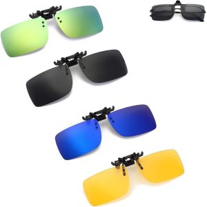 Ersan-4 Pi&egrave;ces Clip Solaire, Clip Lunettes De Soleil Polaris&eacute;es, Clip Solaire Pour Lunettes De Vue, Polarized Clip-On Sunglasses, Lunettes De Soleil Polaris&eacute;es &Agrave; Clipser Pour Conduite, Golf, P&ecirc;che - Neuf