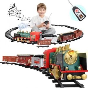 Jouet Train Electrique - Classique - Fum&eacute; - Lumi&egrave;res LED - Son - Contr&ocirc;le &agrave; Distance - Neuf