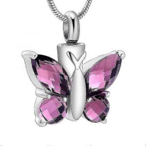 Butterfly Urn Collier Memorial Ashes Keepsake For Love Forever Ashes Collier Urne Bijoux Pour Ashesdark Purple - Neuf