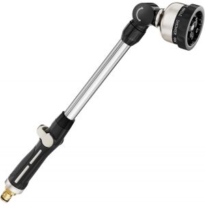 Ulteronixshop-Pistolet arrosage en m&eacute;tal 9 mod&egrave;les r&eacute;glables, Pistolet de pulv&eacute;risation allong&eacute; avec d&eacute;bit d'eau contr&ocirc;lable, lavage de voiture, nettoyage de cour, arrosage du jardin -Noir - Neuf