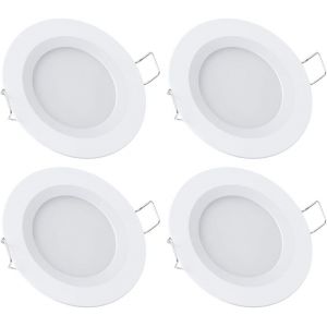 Subzonal-4 X Spot Led Encastrable 12v Trou 58-65mm 3w 3200k Plafonnier Encastr&eacute; Pour Camping-Car Bateau Caravane Van Yacht Blanc Chaud (Finition Blanche) - Neuf