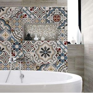 Eryi-- Autocollants Carrelage Salle De Bain Et Cuisine 10 Pcs 20x20 Cm - Ps00171 Décoration Murale En Carrelage Mosaïque Pvc Imperméable Style Carreaux De Ciment Azulejos - Neuf