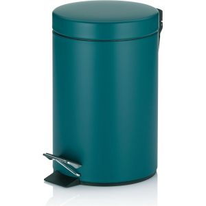 KALANKA-Seau à cosmétique turquoise 3l, poubelle à pédale en métal pour la salle de bain, poubelle de salle de bain avec seau intérieur et anse, MONACO, pétrole mat - Neuf