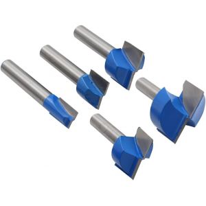 KAL-Lot De 5 Couteaux De Nettoyage De Sol À Tige, Couteaux Pour Toupie, Tige De 8 Mm, Fraise En Bout Pour Le Bois, Le Travail Du Bois (10 Mm, 16 Mm, 22 Mm, 25 Mm, 32 Mm) - Neuf