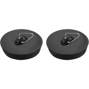 Eryi-2 Pcs Bouchons D'évier En Caoutchouc, Cuisine Bouchons D'évier, Bouchon D'évier En Caoutchouc Avec Anneau De Suspension, Pour Baignoire, Cuisine, Salle De Baine (Noir) - Neuf
