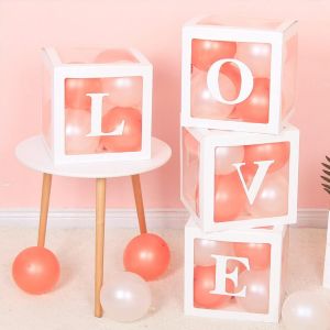 Lot De 4 Boîtes À Ballons Love - Pour Mariage, Ballon, Lettres, Boîtes D'Amour, Boîtes À Ballons Transparentes Blanches - Neuf