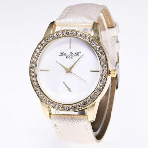Zhoulianfa Trendy Teenage Girl Femmes Cristal Cuir Bracelet Quartz Anolog Montre-Bracelet - Neuf
