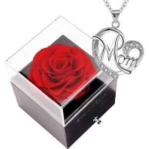 Ershi-® Coffret Rose Éternel Avec Collier Pour Femme - Cadeau Fête Des Mères, Saint Valentin, Anniversaire Pour Fille/Femme/Petite[2400] - Neuf