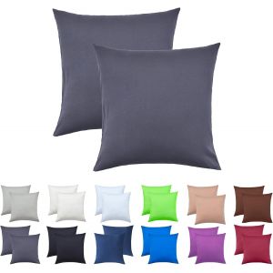 Kalanka-Lot De 2 Housses D'oreiller En Jersey Housse D'oreiller Oreiller Pour Dormeur Latéral Coussin De Nuque Nombreuses Tailles Et Couleurs Öko-Tex (80 X 80 Cm, Gris Anthracite) - Neuf