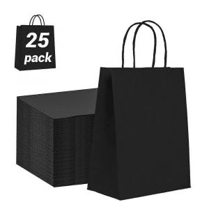 Ventes promotionnelles 25pcs Sacs en papier noir avec poignées,23817 - Neuf